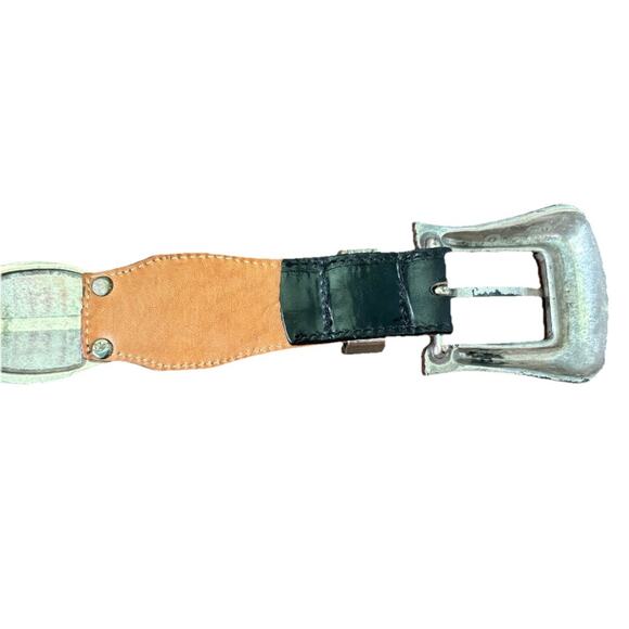 Brighton Silver Plates Design Black Croc Leather Belt Size Small Braided Rope main image 10
